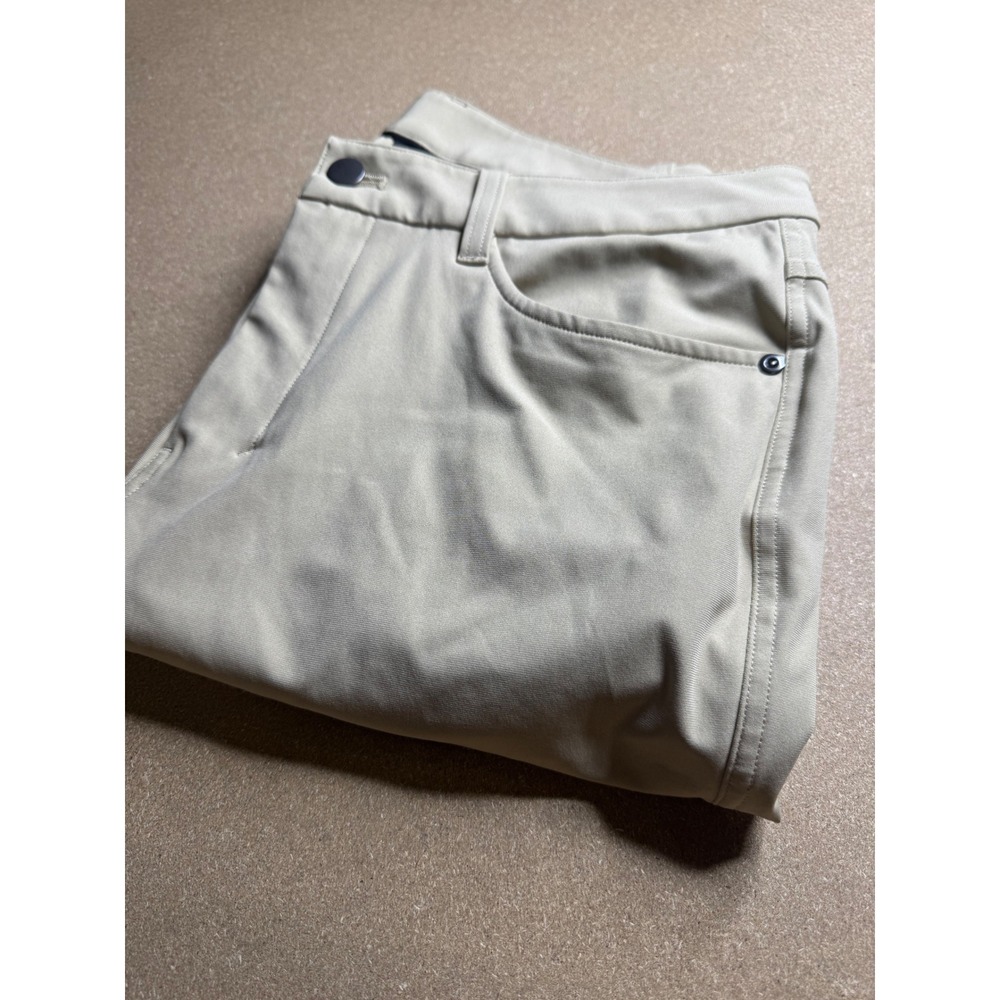 Lululemon Commission Pant Mens 31 Tan Khaki Technical Slim Straight Trousers 30L